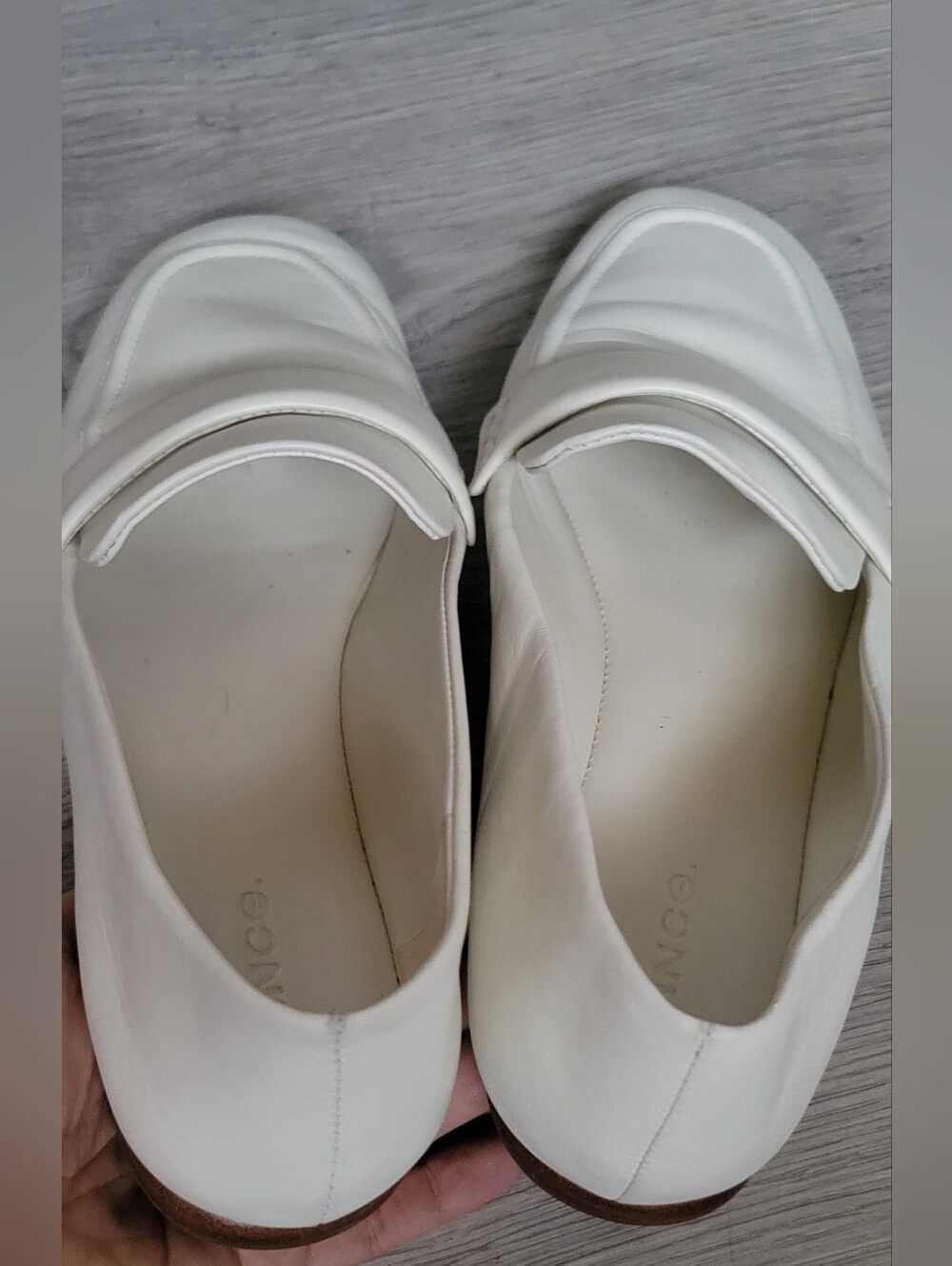 Vince Davis Milk White Leather Loafers with Penny Keeper Vamp, US 8.5 EU 39 - Picture 11 of 16